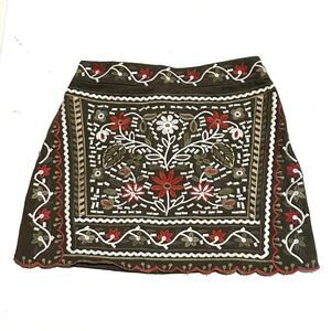 Mi Ami Cottagecore Embroidered Green Mini Skirt Women's S Small